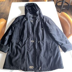 Fleet Street Women’s Black Winter Coat With Velvet Lined Hood size Small